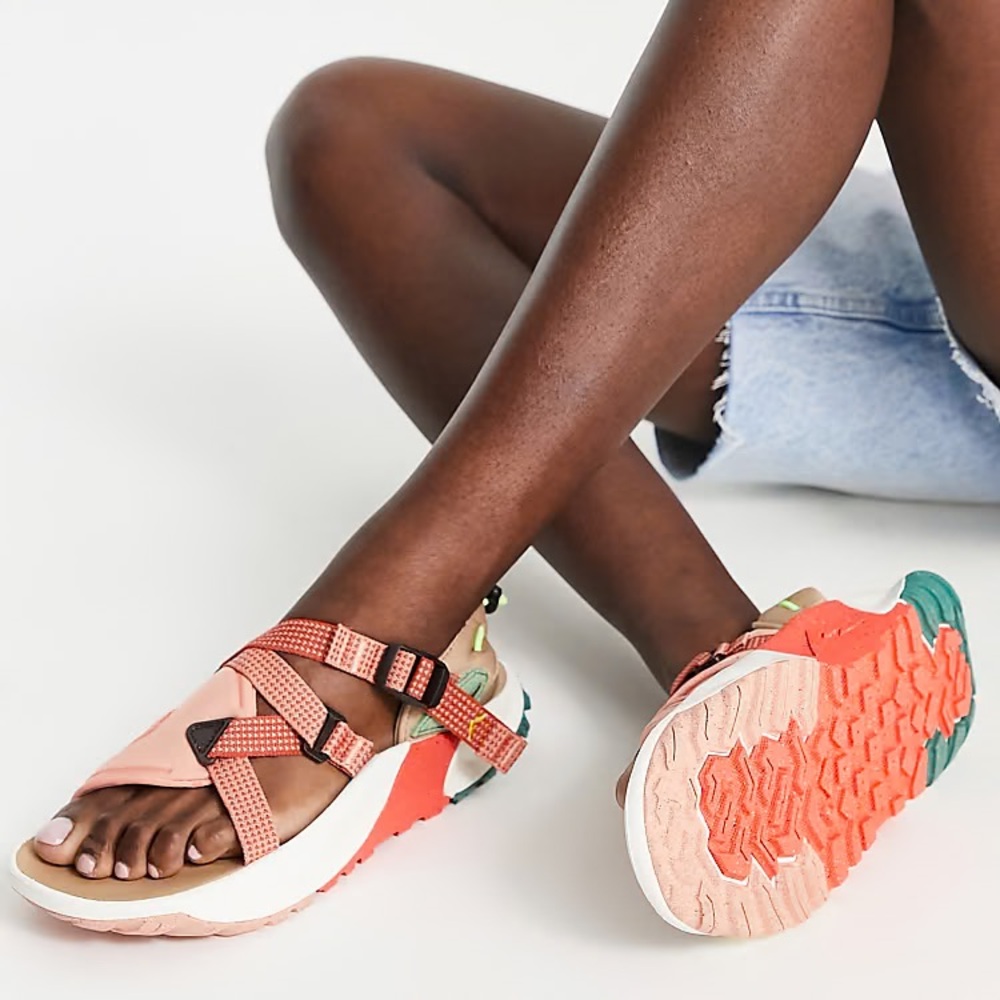 Nike Onetona Coral Beige & Matter Root Pink Sandals with Adjustable Straps - Picture 4 of 10